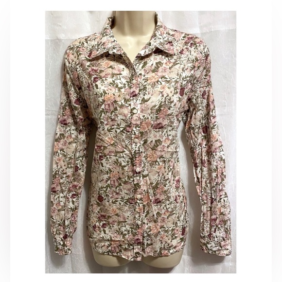 Ann Taylor - LOFT - Floral lightweight Button-Down Blouse Top sz: M - Picture 1 of 6